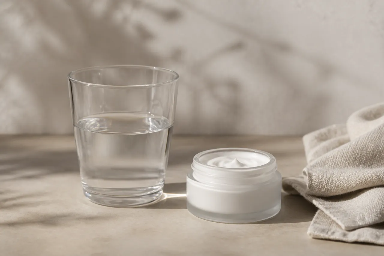 Hydrater sa peau en hiver avec eau et crème visage