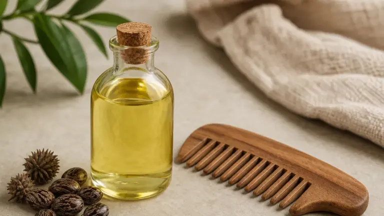 Huile de ricin pour faire pousser les cheveux, avec un peigne