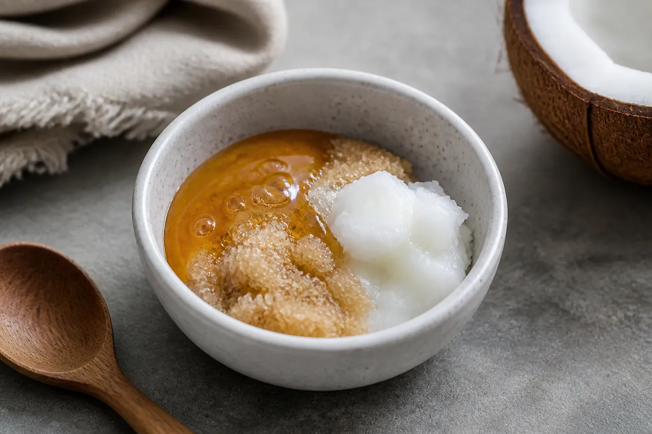 Gommage des lèvres au miel, sucre et huile de coco