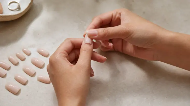 Pose de press-on nails sur ongles naturels