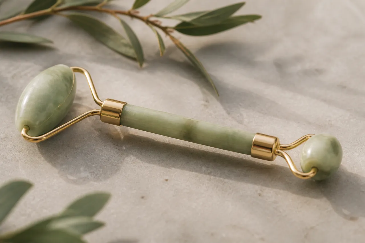 Roller de jade à deux pierres pour le massage du visage